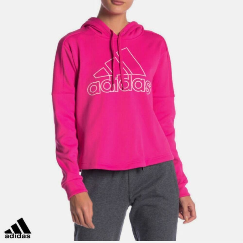 ADIDAS‎ TEAM ISSUE RUNNING TRAINING WORKOUT PINK PULLOVER HOODIE WOMENS SIZE S